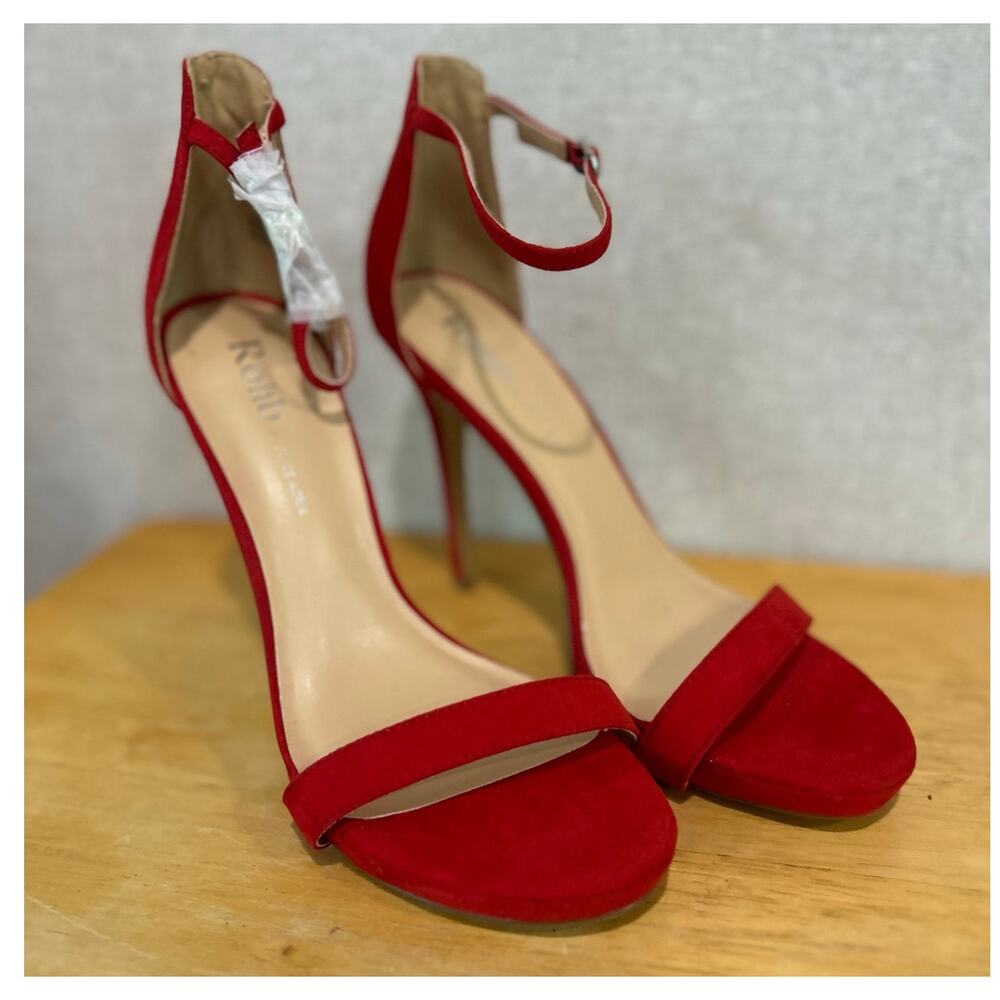 ROHB BY JOYCE AZRIA Red Stiletto Heels Classy Clubbing Chic SZ 8.5 Suede Feel